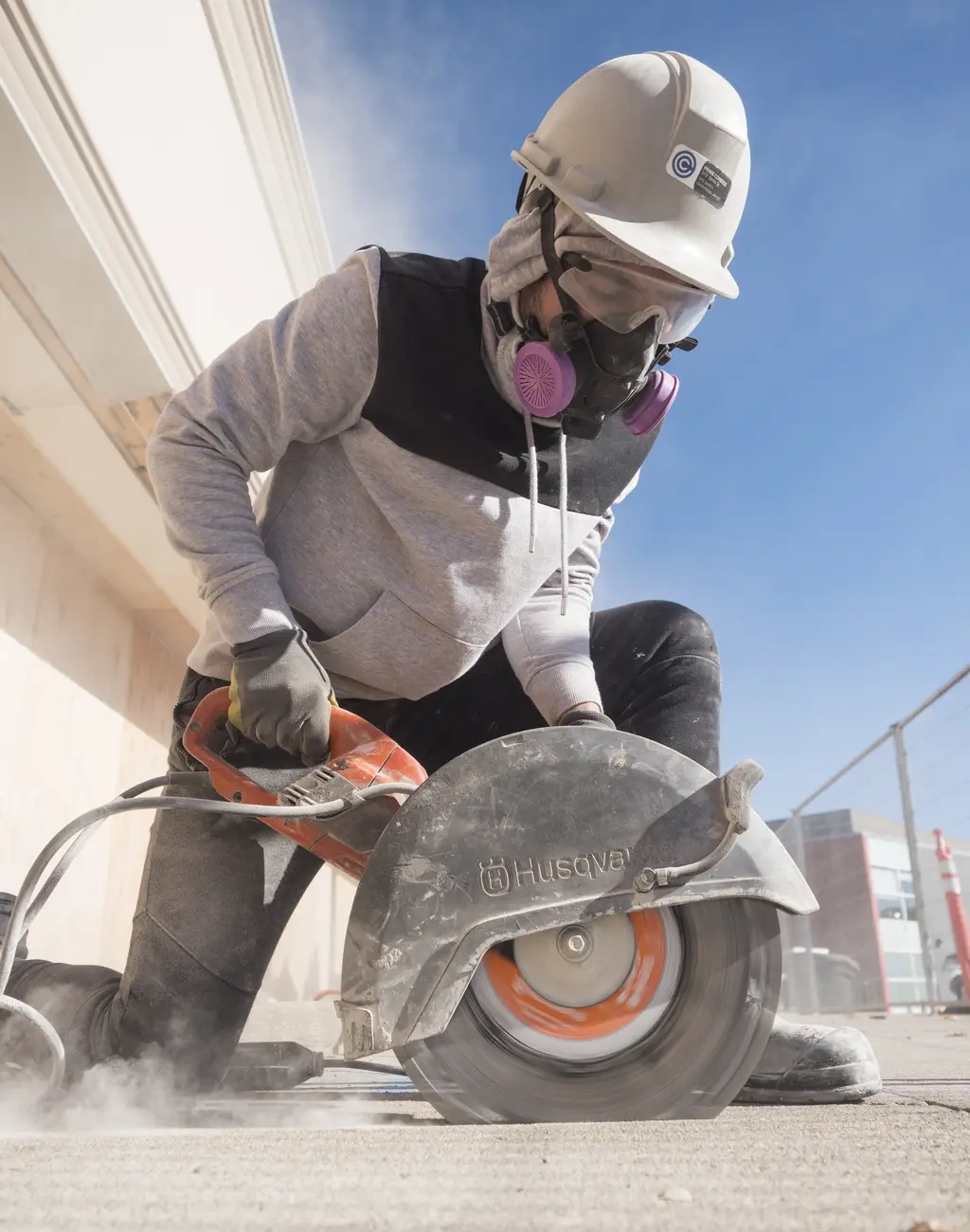 MAGCOR worker making a controlled cut during a manual demolition